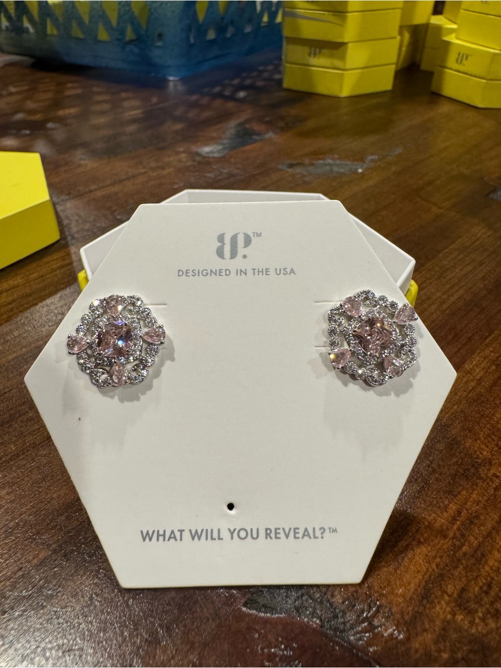 Delicate Pink Crystal Cluster Stud Earrings by BP.